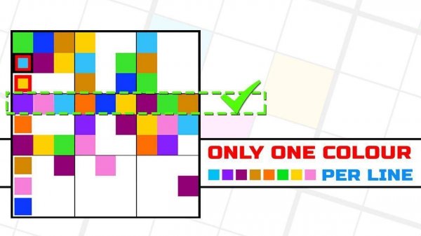 Only 1 Color Per Line Puzzle Game - Logic Puzzle Game